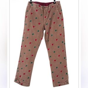 Bonobos Straight Fit Corduroy Christmas Ornament Embroidered Men’s Pants 30x34